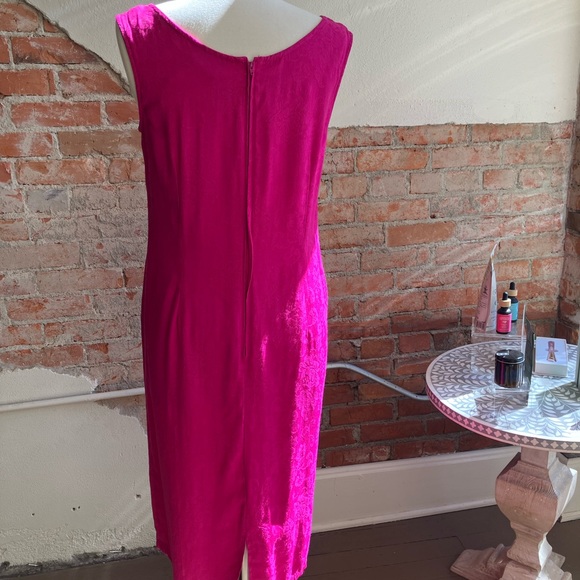 Karin Stevens Fucsia Pink Flower  Sleeveless Dress LARGE - Picture 6 of 6
